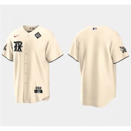 Men's Texas Rangers Blank Cream 2023 World Series City Connect Stitched Baseball  Jersey