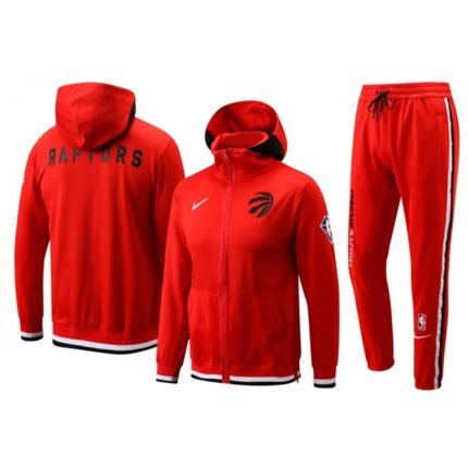 Men's Toronto Raptors 75th Anniversary Red Performance Showtime Full-Zip Hoodie Jacket And Pants   Suit