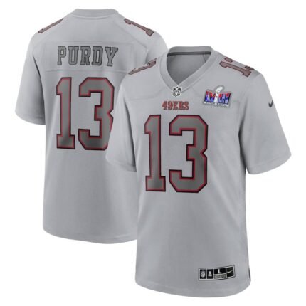 Men's San Francisco 49ers #13 Brock Purdy Nike Gray Super Bowl LVIII Atmosphere Fashion Game Jersey