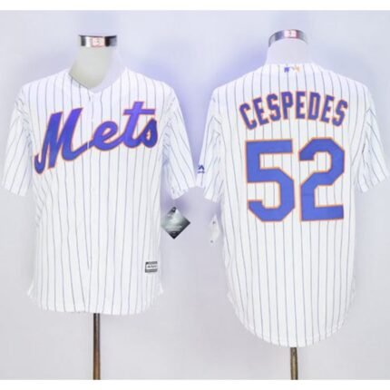 Mets #52 Yoenis Cespedes White(Blue Strip) New Cool Base Stitched MLB Jersey