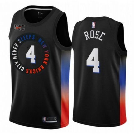 New Yok Knicks  #4 Derrick Rose 2020 Black City Edition Stitched Swingman Jersey
