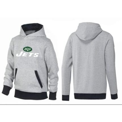New York Jets Authentic Logo Pullover Hoodie Grey & Black