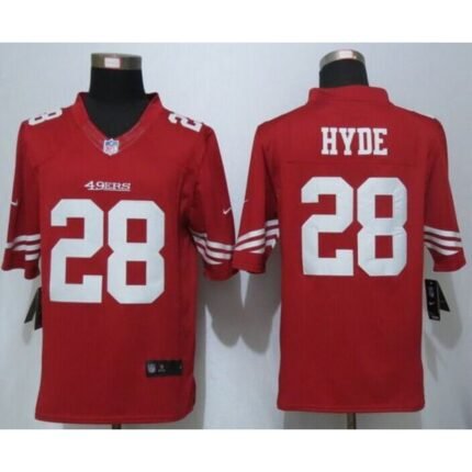Nike 49ers #28 Carlos Hyde Red Team Color Men's Stitched NFL Limited Jersey