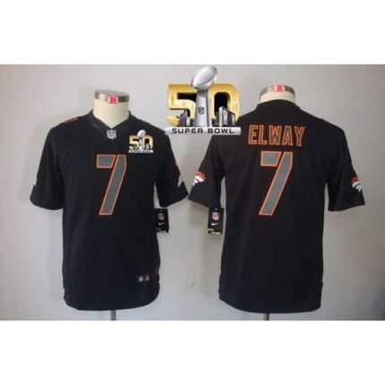 Nike Broncos #7 John Elway Black Impact Super Bowl 50 Youth Stitched NFL Limited Jersey