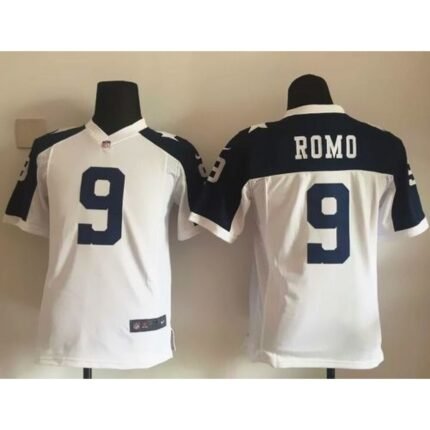 Nike Cowboys #9 Tony Romo White Thanksgiving Youth Throwback Stitched NFL Elite Jersey