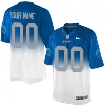 Nike Detroit Lions Customized Blue/White Men's Stitched Elite Fadeaway Fashion NFL Jersey