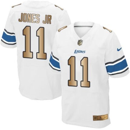 Nike Lions #11 Marvin Jones Jr White  Men's Stitched NFL Elite Gold Jersey