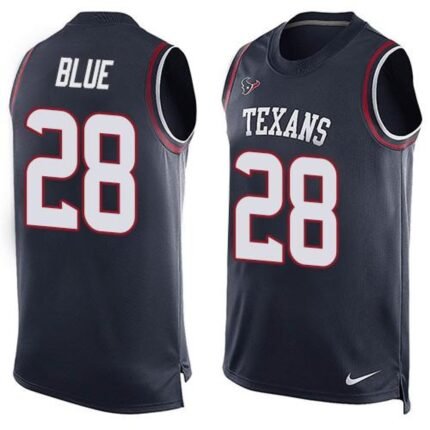 Nike Texans #28 Alfred Blue Navy Blue Team Color Men's Stitched NFL Limited Tank Top Jersey