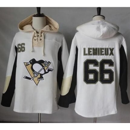 Penguins #66 Mario Lemieux White Pullover Hoodie Stitched NHL Jersey