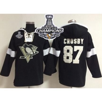 Penguins #87 Sidney Crosby Black 2016 Stanley Cup Champions NHL Pullover Hoodie