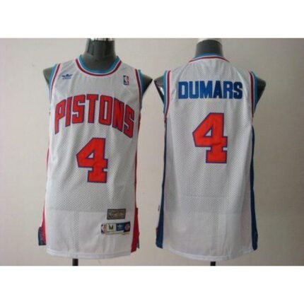 Pistons #4 Joe Dumars White Throwback Stitched NBA Jersey