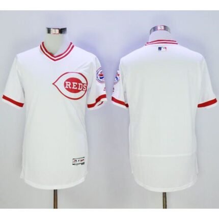 Reds Blank White Flexbase Authentic Collection Cooperstown Stitched MLB Jersey