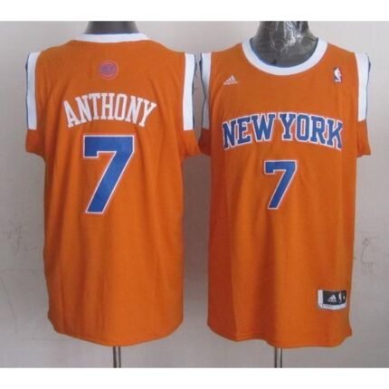 Revolution 30 Knicks #7 Carmelo Anthony New Orange Alternate Stitched NBA Jersey