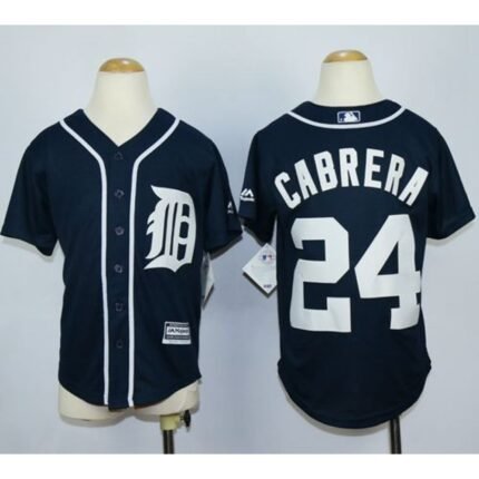 Tigers #24 Miguel Cabrera Navy Blue Cool Base Stitched Youth MLB Jersey