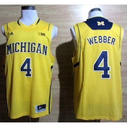 Wolverines #4 Chris Webber Gold Basketball Stitched NCAA Jersey