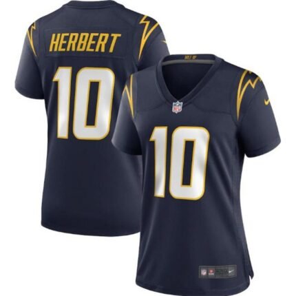 Women's Los Angeles Chargers #10 Justin Herbert Navy Vapor Untouchable Limited Stitched Jersey