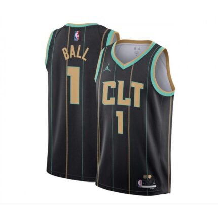Youth Charlotte Hornets #1 LaMelo Ball Black 2022/23 City Edition Stitched Basketball Jersey