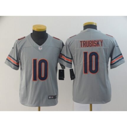 Youth Chicago Bears #10 Mitchell Trubisky 2019 Silver Inverted Legend Stitched NFL Jersey