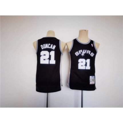 Youth Spurs #21 Tim Duncan Black Stitched Jersey