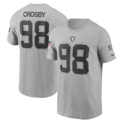 Men's Las Vegas Raiders Maxx Crosby Nike Gray 2024 Salute To Service Name & Number T-Shirt