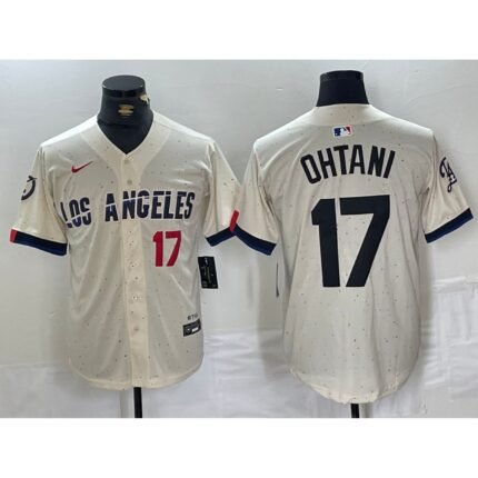 Men's Los Angeles Dodgers #17 Shohei Ohtani  Cream Stitched Baseball Jersey