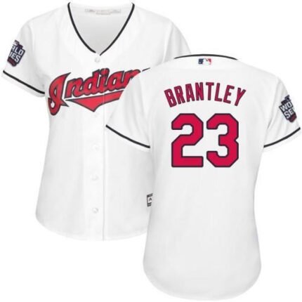 indians #23 Michael Brantley White 2016 World Series Bound Women's Home Stitched MLB Jersey