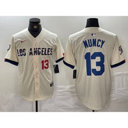 Men's Los Angeles Dodgers #13 Max Muncy Cream Stitched Baseball Jersey
