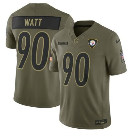 Men's Pittsburgh Steelers T.J. Watt Nike Olive 2025 Salute to Service Limited Jersey